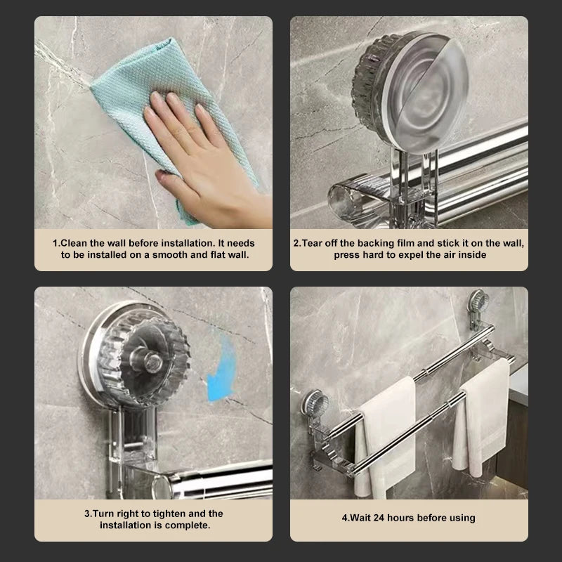 Adjustable Suction Cup Towel Rack