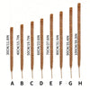 A series of natural coir moss poles of varying diameters shown vertically labeled A through H.