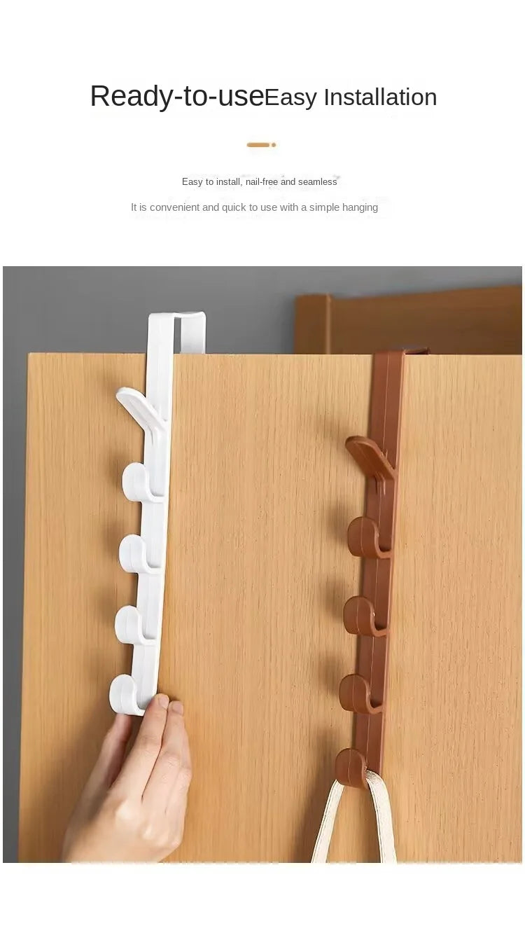 5-Hook Over-the-Door Coat Hanger for Closet & Cabinet Storage