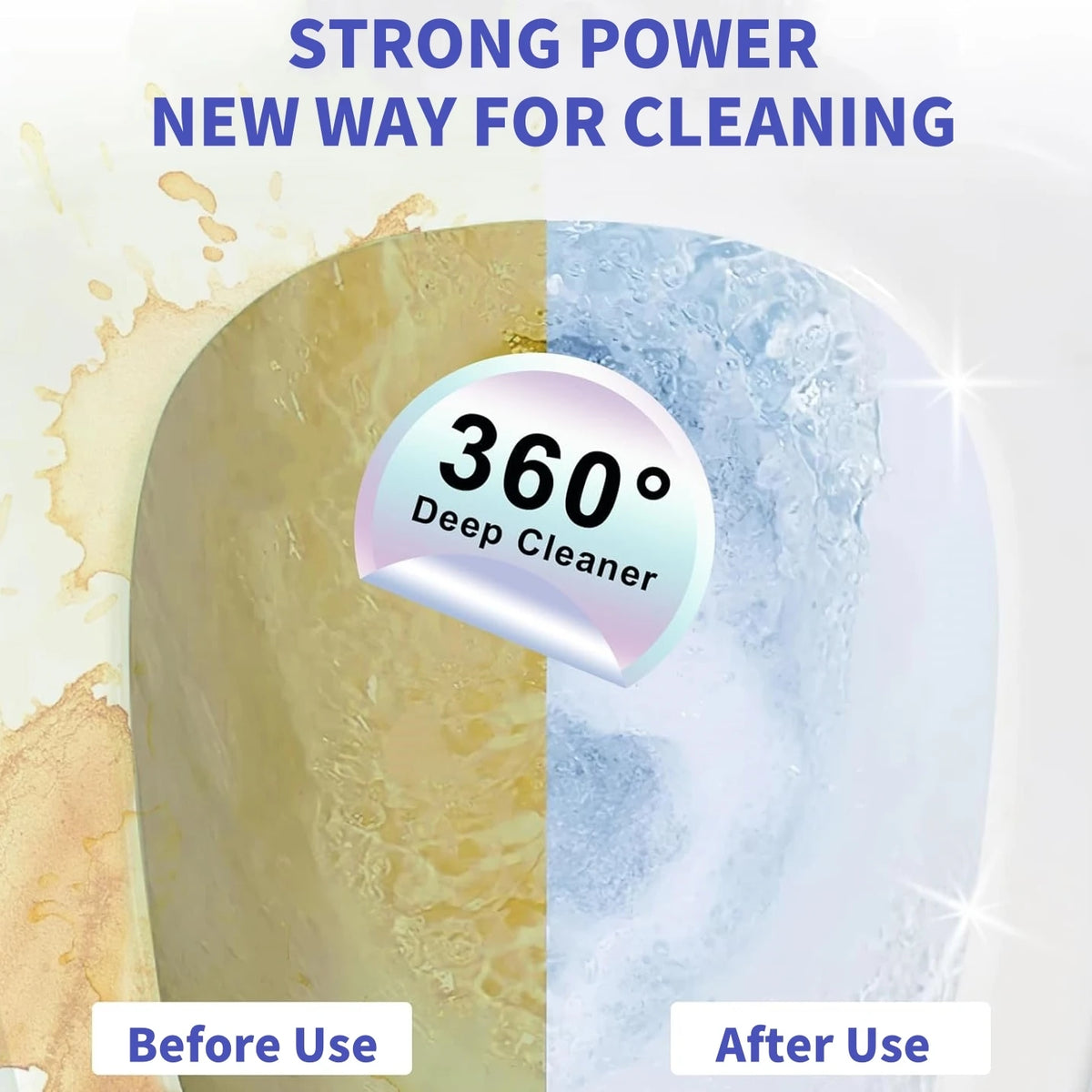 A comparison showing a natural pumice stone cleaning tool used for deep cleaning before and after use.