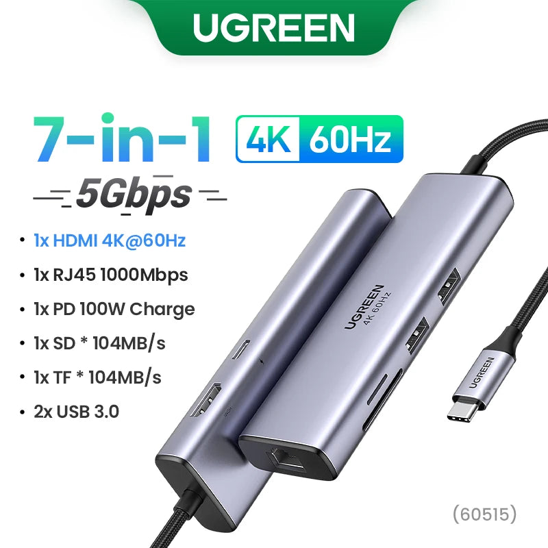7-in-1 USB-C Hub with 4K HDMI, Gigabit Ethernet, and 100W Power Delivery