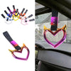 Assortment of heart-shaped car handle decor accessories with various colors and holographic finishes