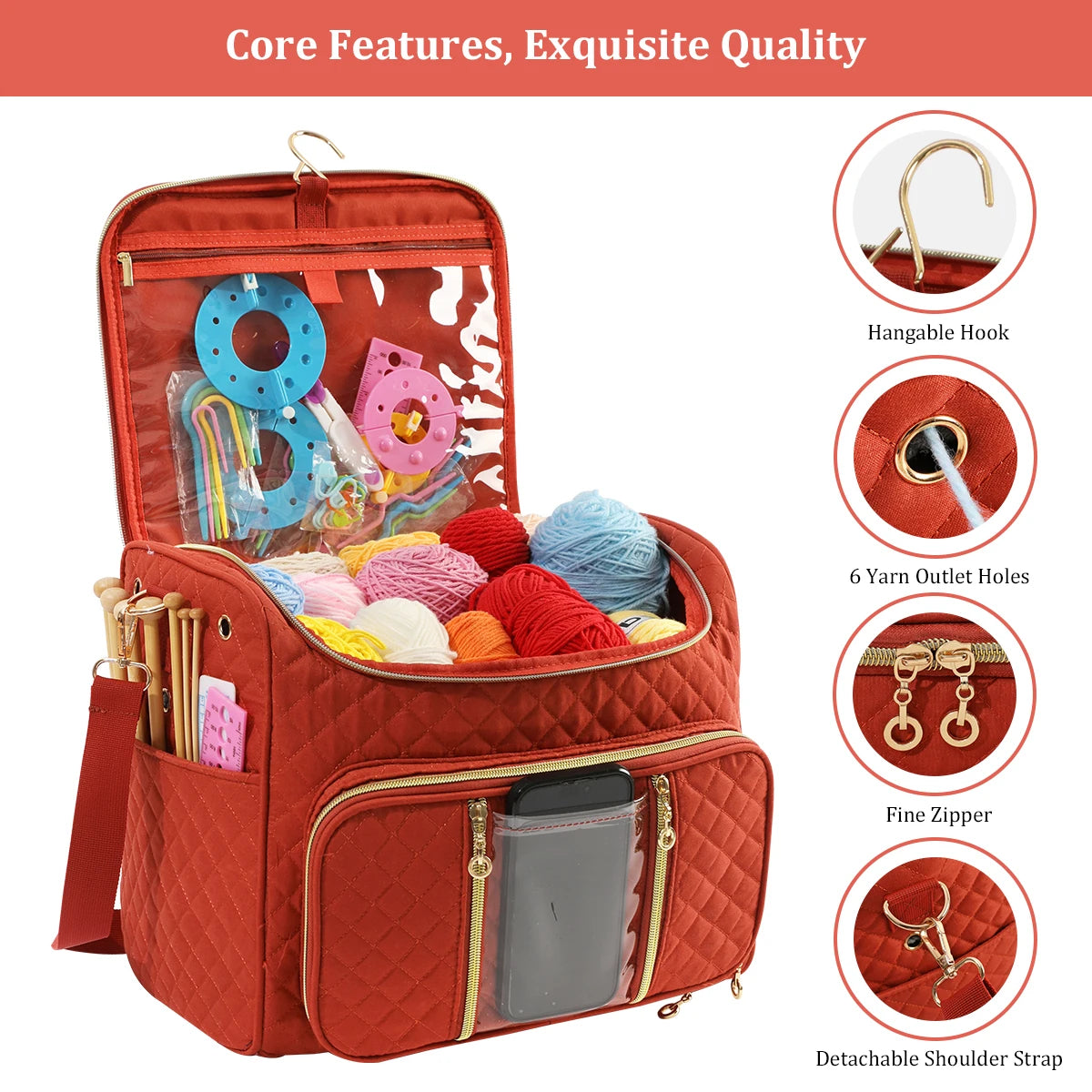 Portable Yarn Storage & Crochet Organizer Bag