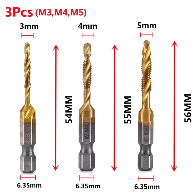 Metric Thread Tap Set - Titanium Coated HSS Drill Bits