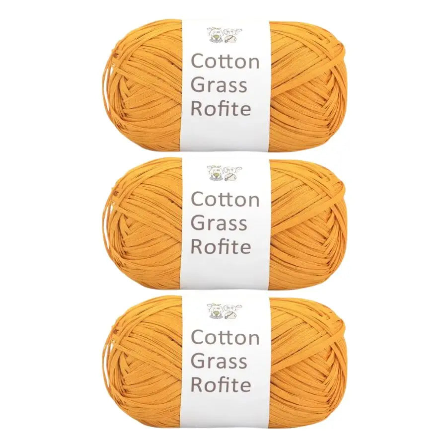 Natural Cotton Raffia Yarn – 3 Ball Set for Crochet, Knitting & Crafting