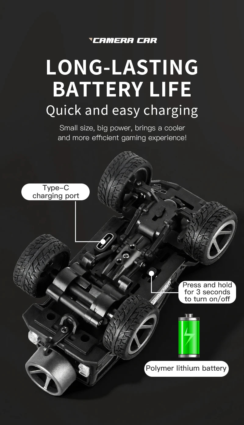 1:64 Scale RC Climbing Car with HD Camera and LED Lights