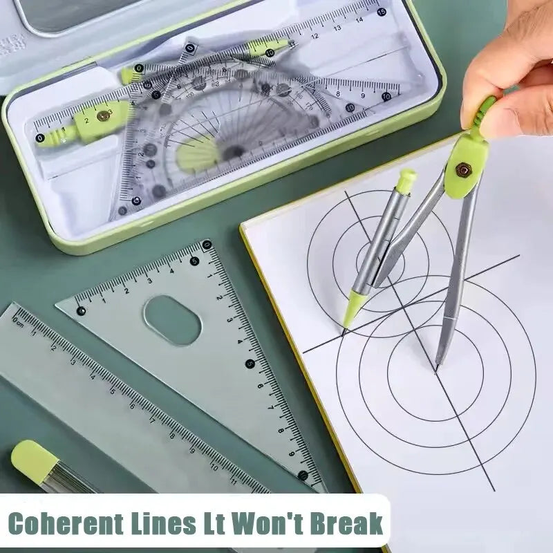 7-Piece Geometry Set with Compass and Ruler