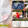 A pink handheld stitching tool is shown with various uses including pant stitching, temporary stitching, ragdoll making, and 
