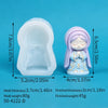 A finished silicone mold of a praying girl figure in light blue and purple tones, used for crafting.