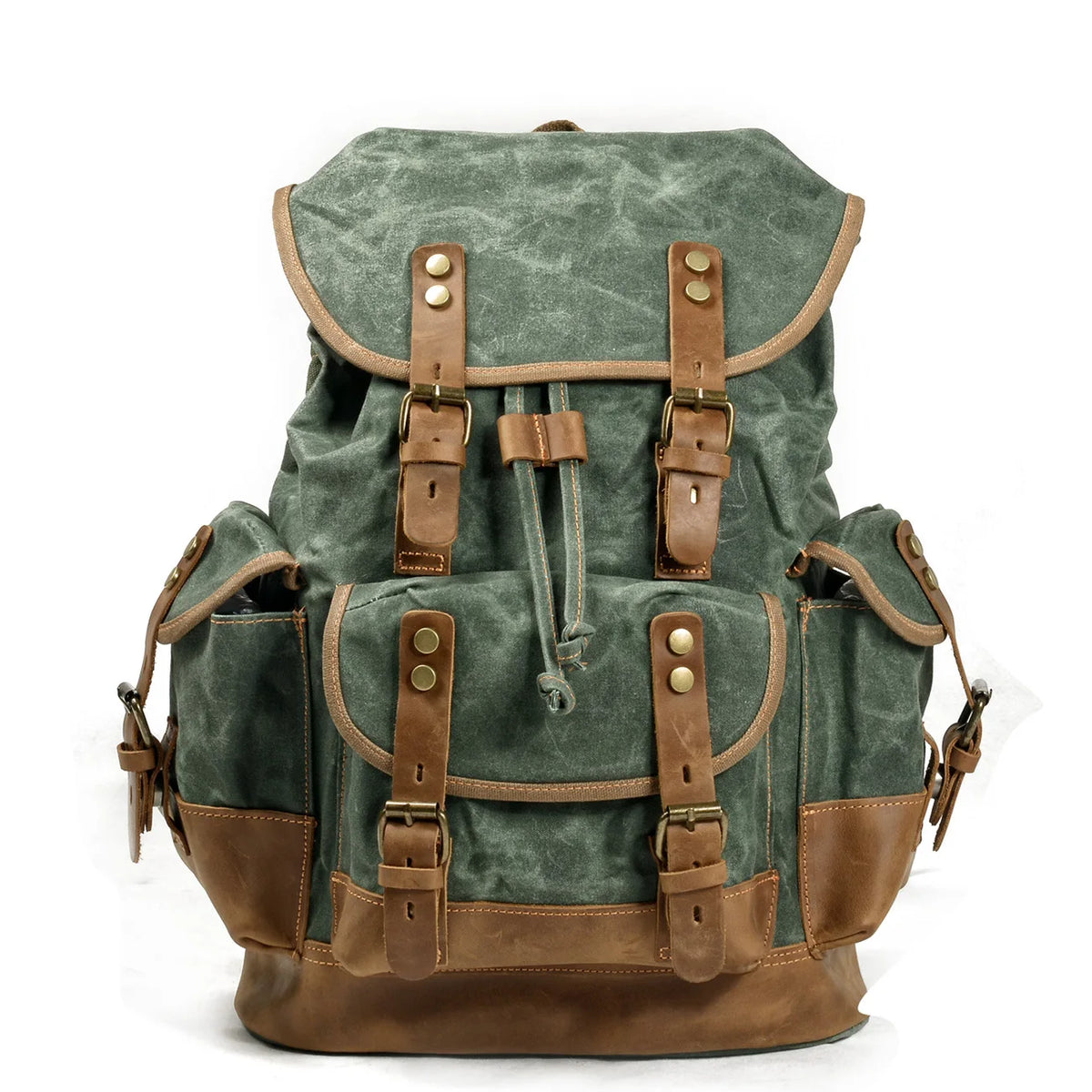 Canvas & Leather Travel Backpack – Waterproof, Large Capacity for School, Work & Hiking