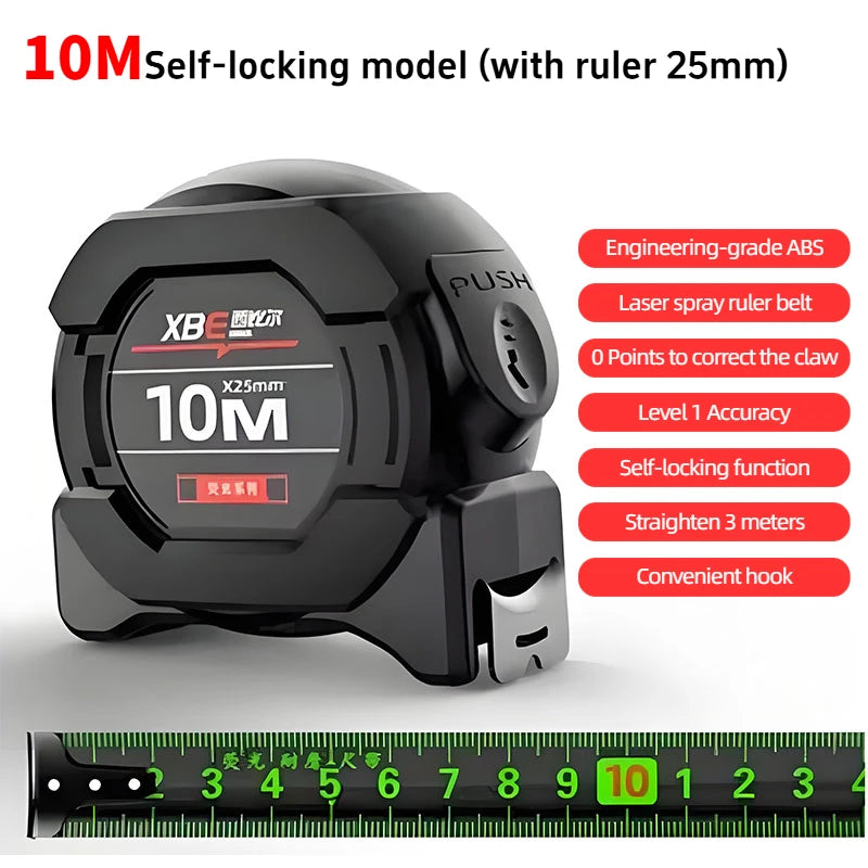 Self-Locking Fluorescent Steel Tape Measure