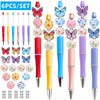 Set de Bolígrafos con Cuentas de Mariposa Arcoíris y Flores
