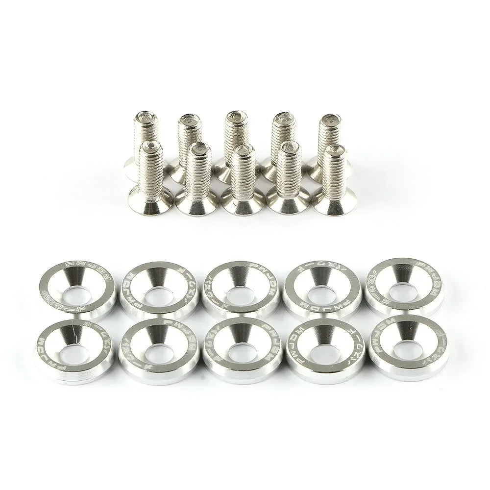 Aluminum Concave Fender Washer Screw Kit (10-Pack) for Automotive Use