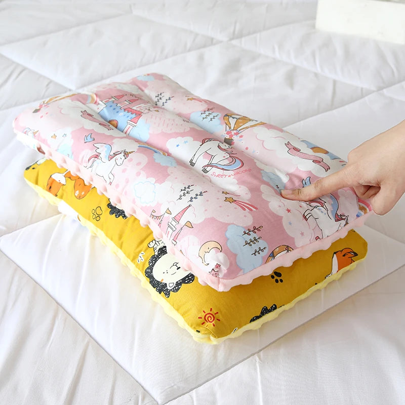 Reversible Baby Pillow with Cartoon Animal Patterns