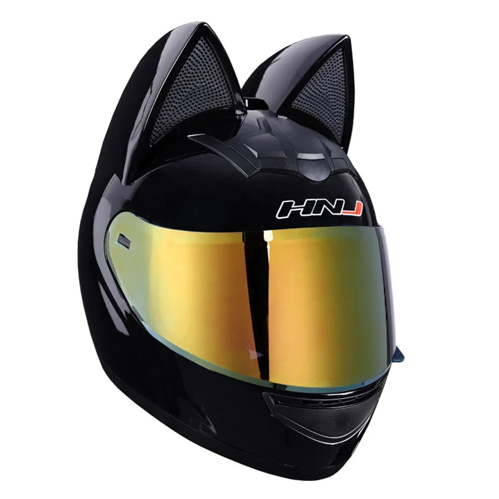 Cat Ear Full Face Motorcycle Helmet with Removable Ears