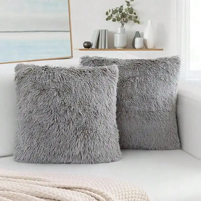 Luxury Faux Fur Throw Pillow Covers (Set of 2)