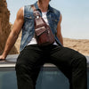 Men's Genuine Leather Sling Backpack with USB Charging Port
