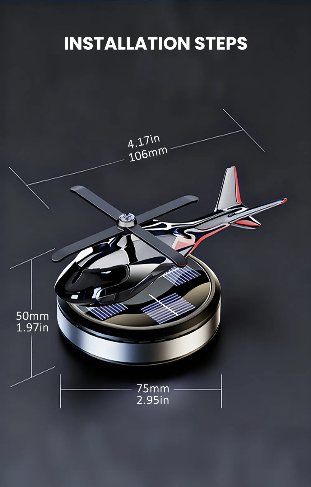 Solar-Powered Rotating Helicopter Car Air Freshener & Decorative Aromatherapy Diffuser