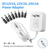 Universal 12V/24V AC-DC Power Adapter with 8 Interchangeable Tips