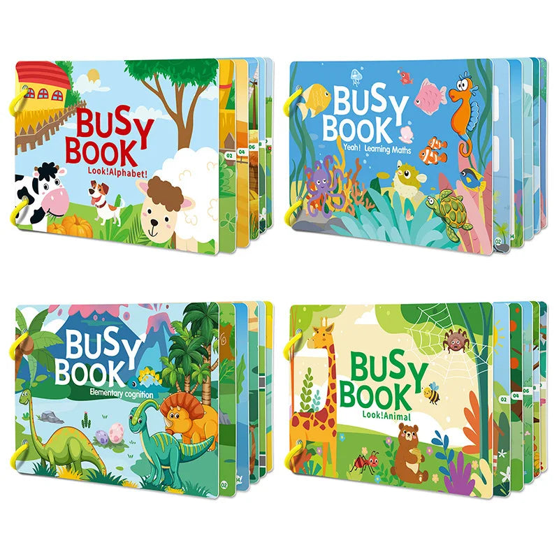 Montessori Busy Book for Toddlers – Reusable Sticker & Velcro Learning Activities