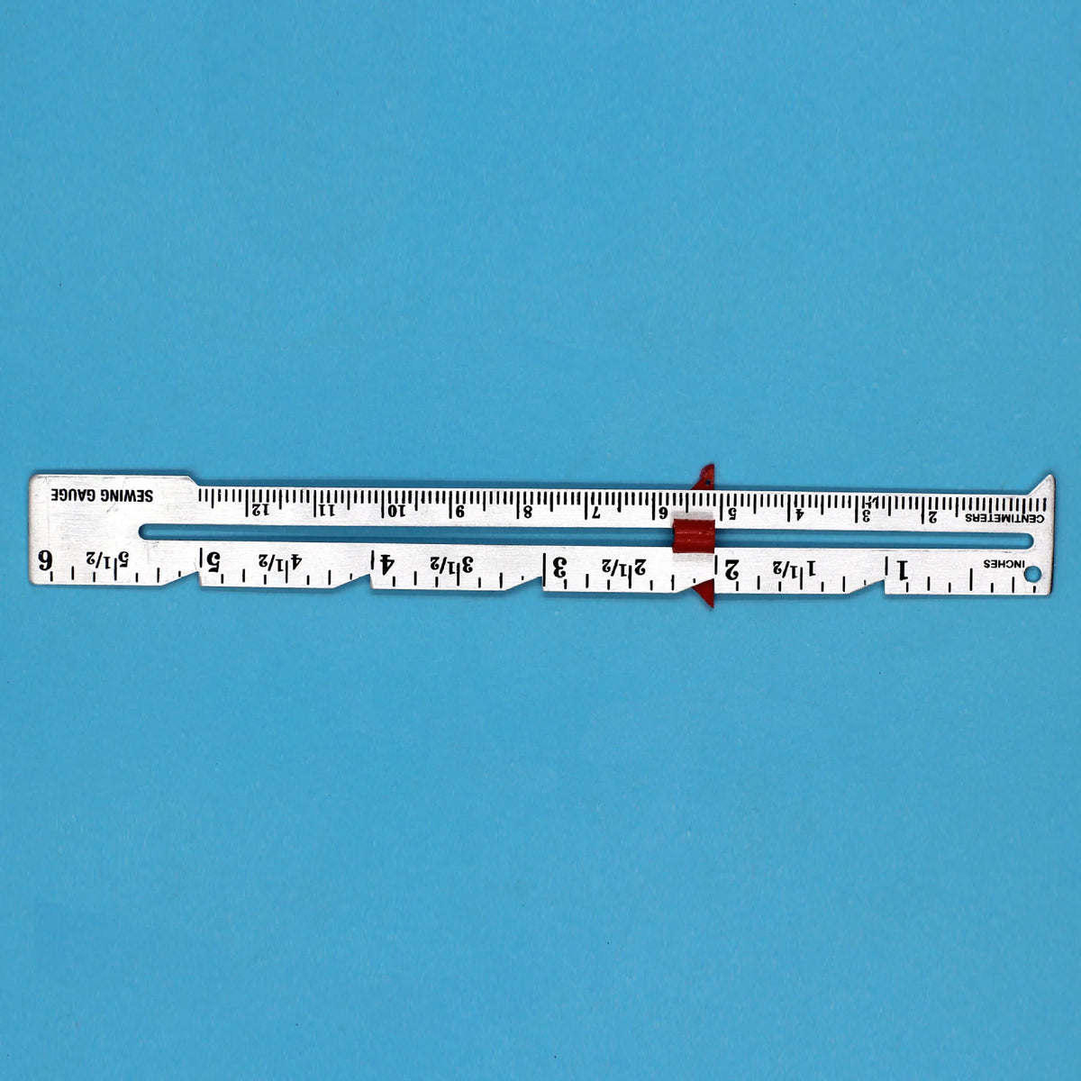Adjustable Metal Sewing Gauge with Sliding Marker