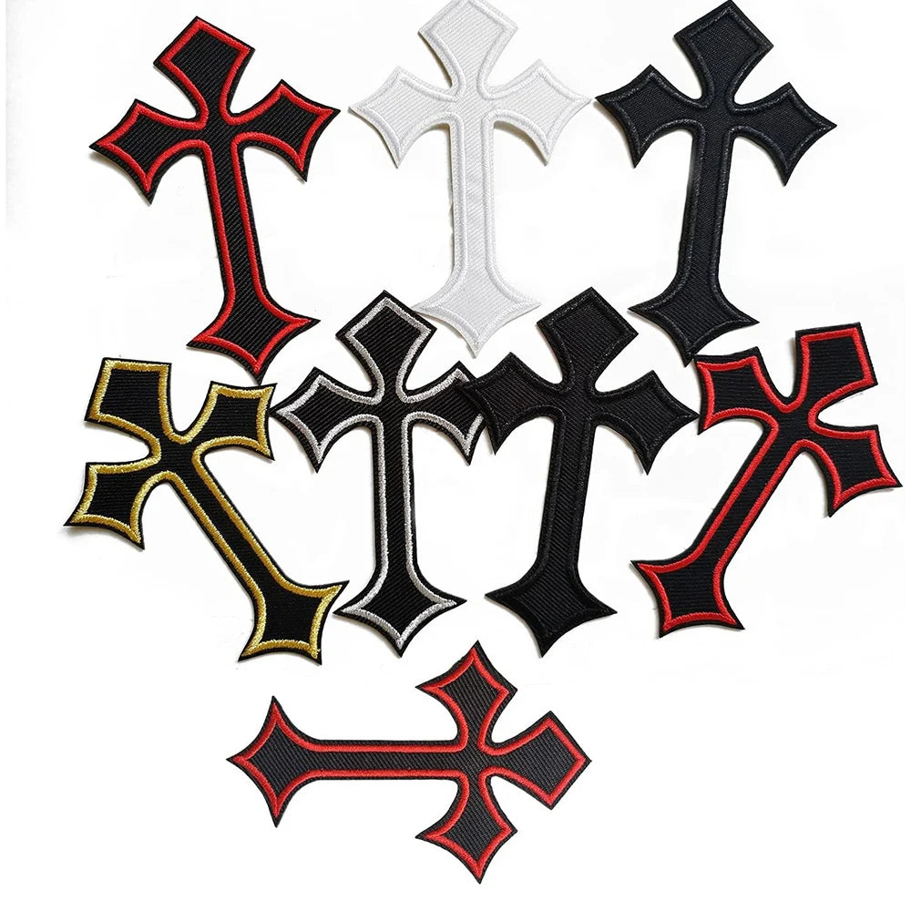 Embroidered Cross Patches with Iron-On Backing (Set of 10)