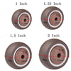 Set glatter Möbelrollen in verschiedenen Größen, darunter 1, 1,25, 1,5 und 2 Zoll.