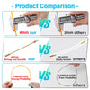 Comparison showing a 4mm metal product versus 3mm metal products and fiberglass vs carbon steel flexibility.