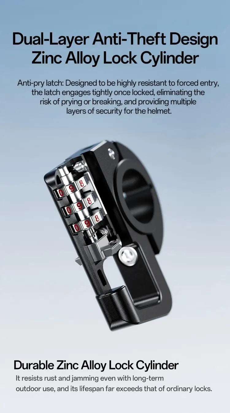 Secure 3-Digit Combination Helmet Lock with Anti-Cut Steel Cable