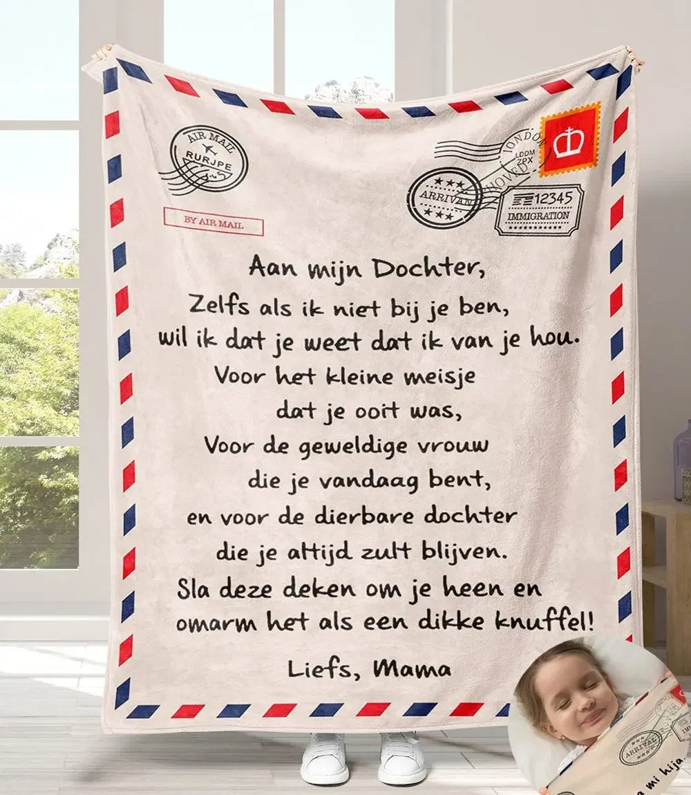 A personalized Spanish flannel throw blanket featuring a heartfelt message for a daughter