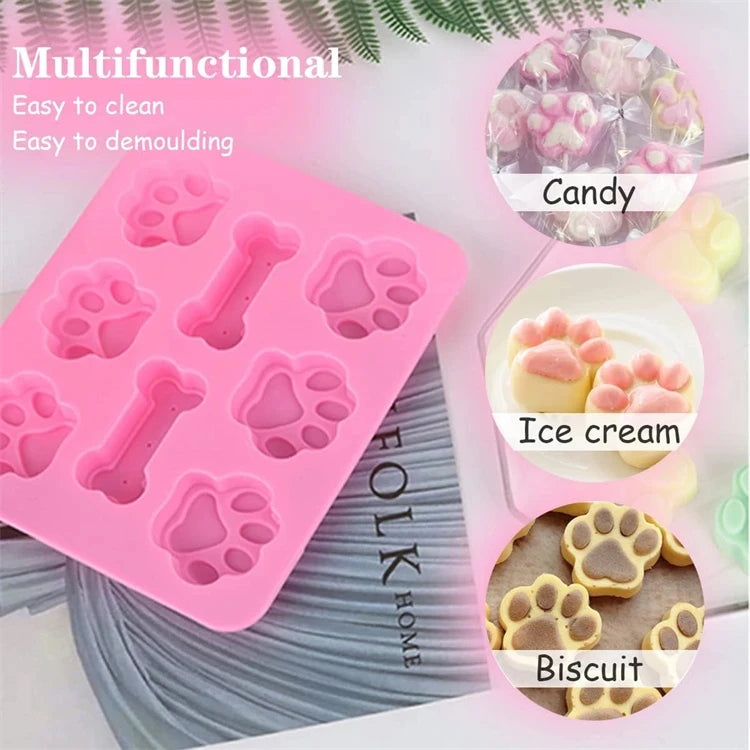 Pet Paw Print Silicone Mold Set for Baking and Treats