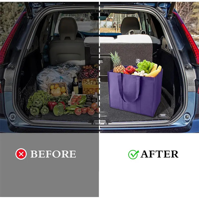 Reusable Non-Woven Grocery Tote Bags, 6-Pack Foldable Shopping Bags with Long Handles