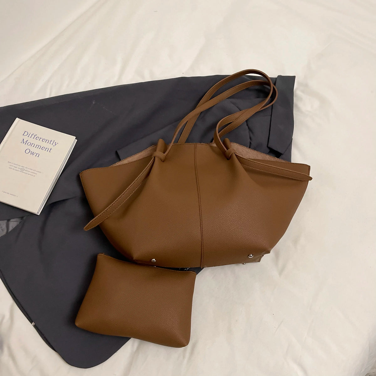 Soft PU Leather 2-in-1 Tote Bag Set for Women