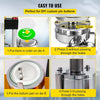 Instructions for using a button maker kit to create custom pin buttons by pressing parts through die holes