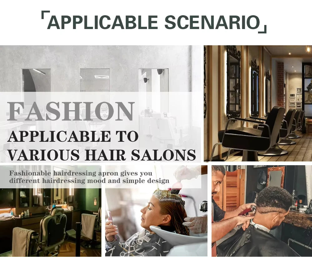 A fashionable hairdressing apron used in various hair salons and barbershops.