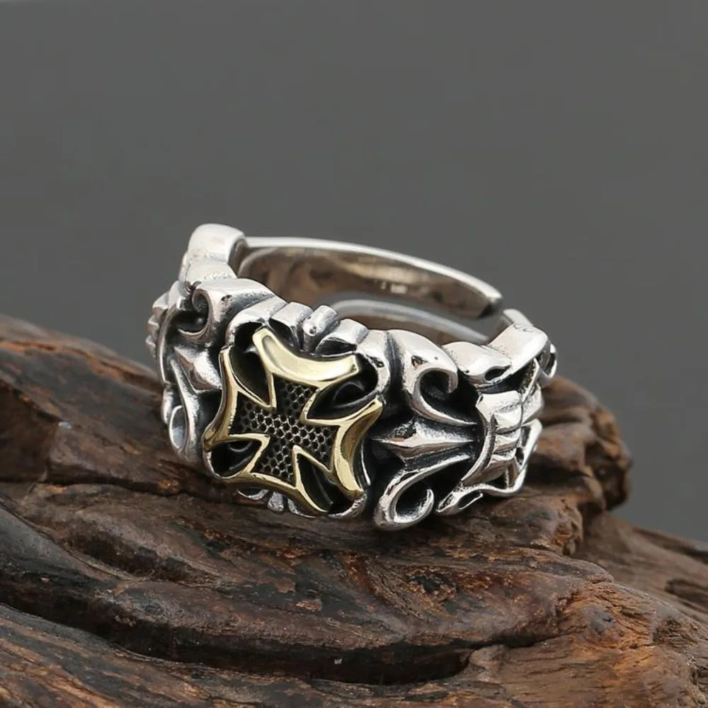 Bague Croix Punk Ajustable pour Hommes