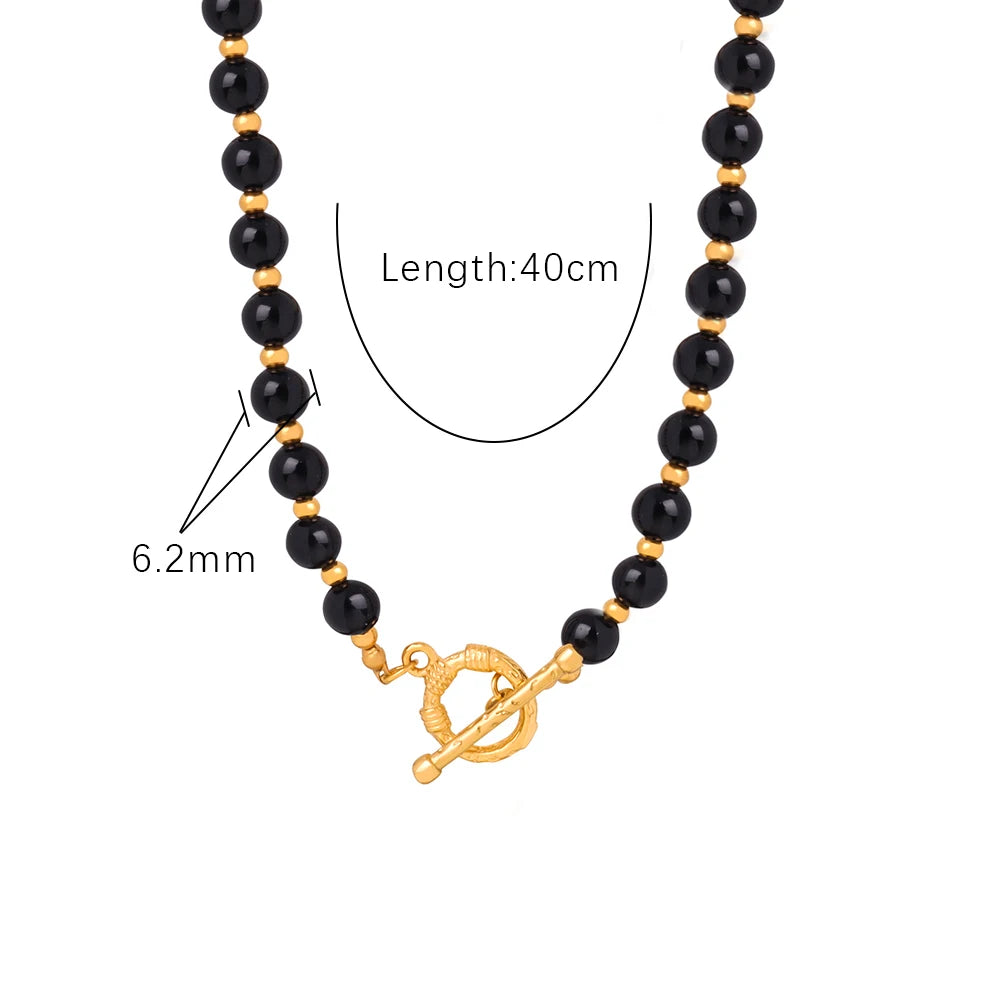 Collier en Perles d'Agate Vintage