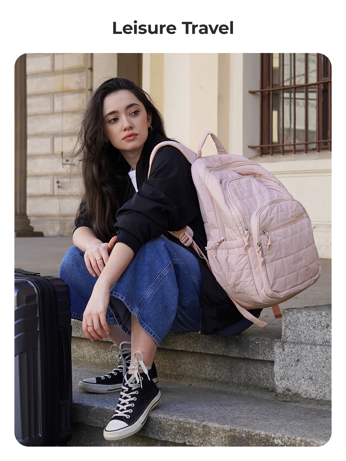 Quilted Casual Daypack with Padded Laptop Compartment