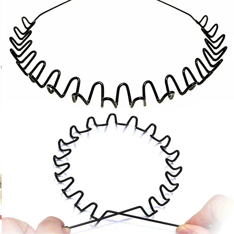 Ein Paar schwarze, elastische Kopfband-Haarbänder für gewelltes Haar.