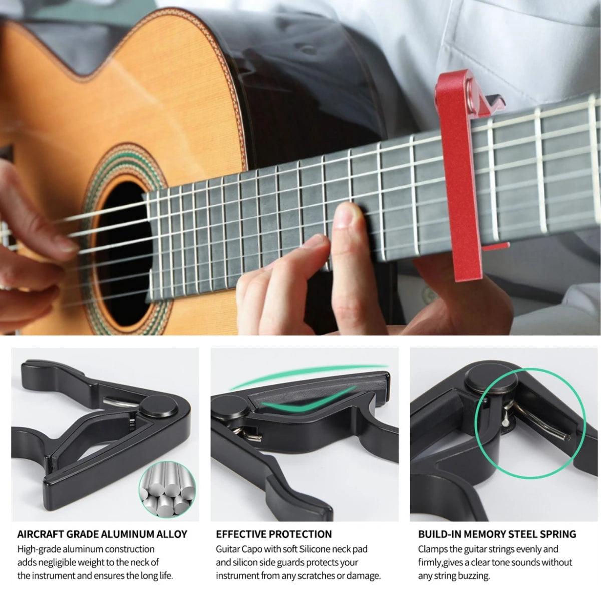 Precision Guitar Capo for Acoustic, Electric & Classical Guitars