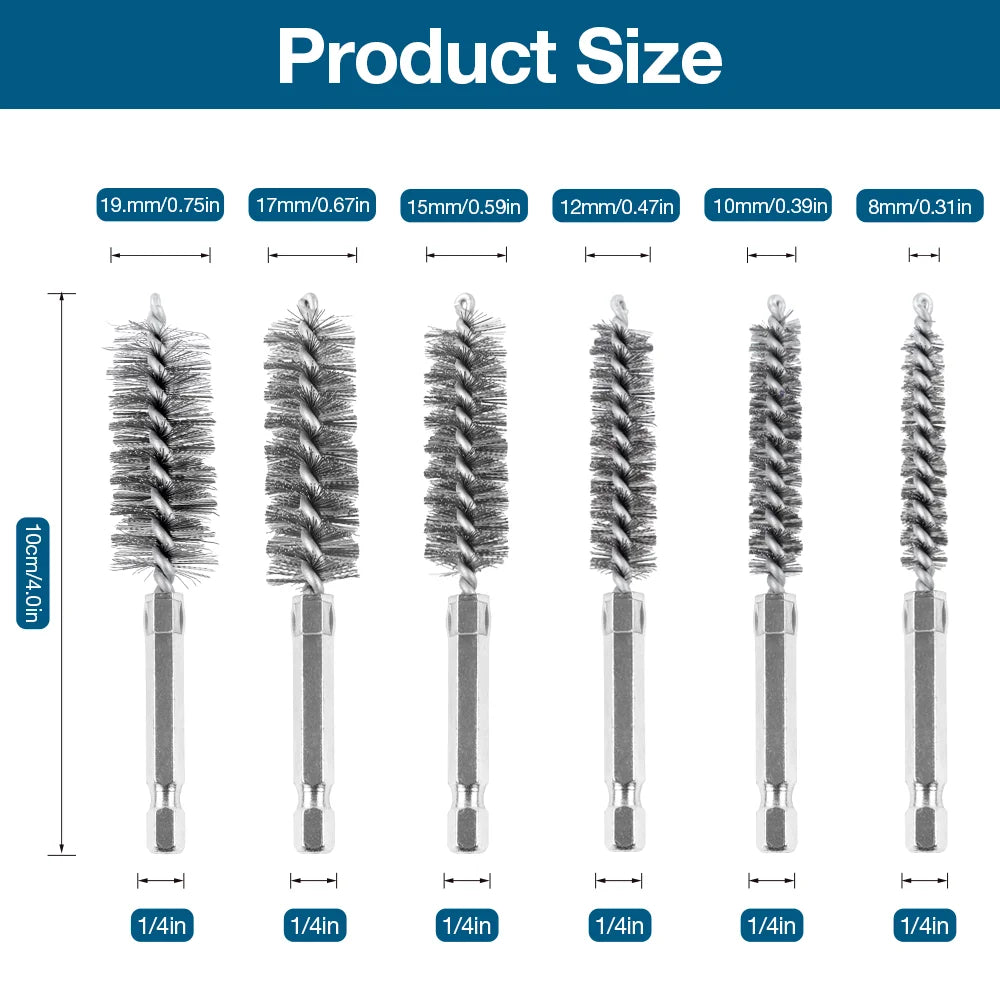 Kit de brosses métalliques en acier inoxydable de précision