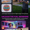 A hand is controlling a glowing, colorful 360° LED flying ball for kids.
