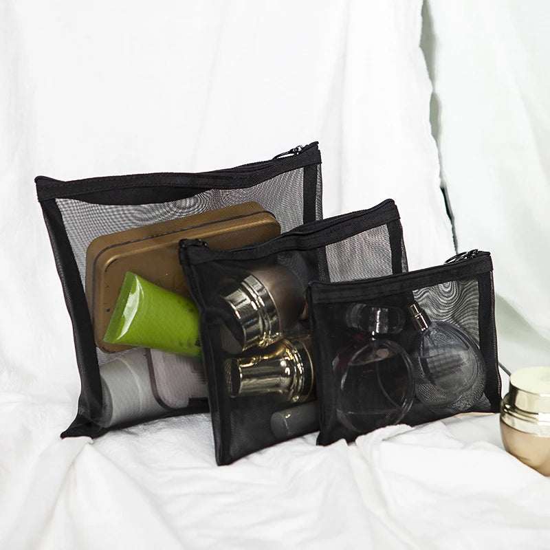 Breathable Mesh Makeup Bag Organizer - Multi-Purpose Travel Toiletry Pouch