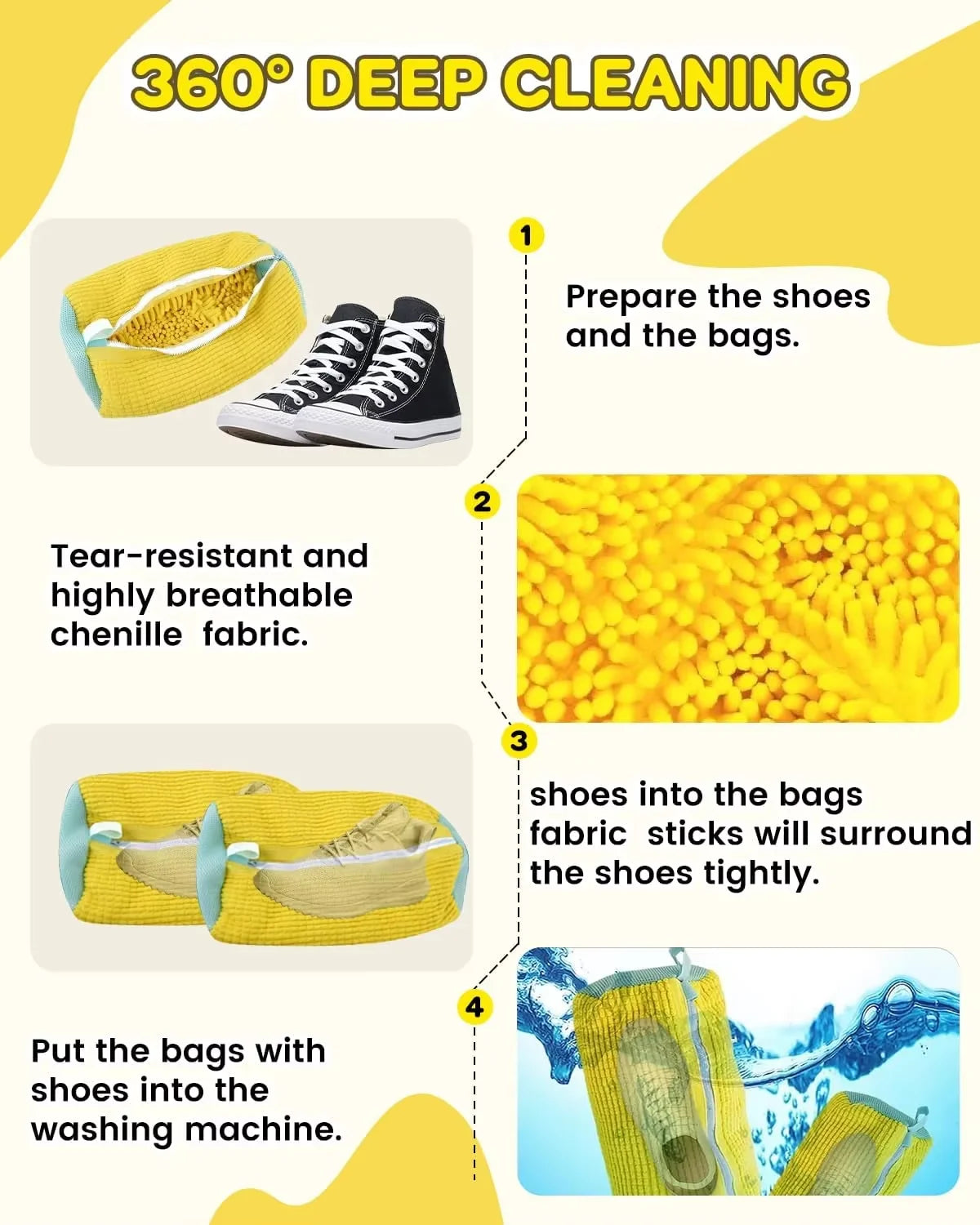 Mesh Shoe Wash Bag with Soft Fluff Lining