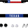 A license plate frame featuring the Texas flag design and the word TEXAS on a black background.