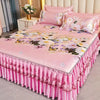 4-Piece Royal Blue Bedding Set with Bed Skirt and Pillow Covers