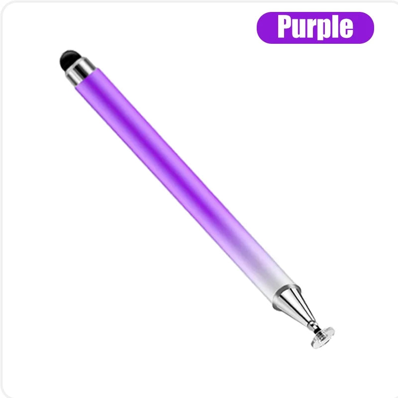 A purple 2-in-1 universal stylus pen for touchscreen devices.