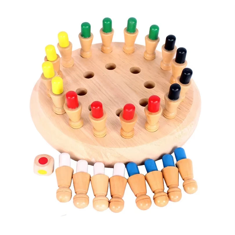 Wooden Memory Match Stick Chess Game – Montessori Color Matching Board Game