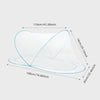 A translucent white pop-up mosquito net with a zip closure shown in an angled view.