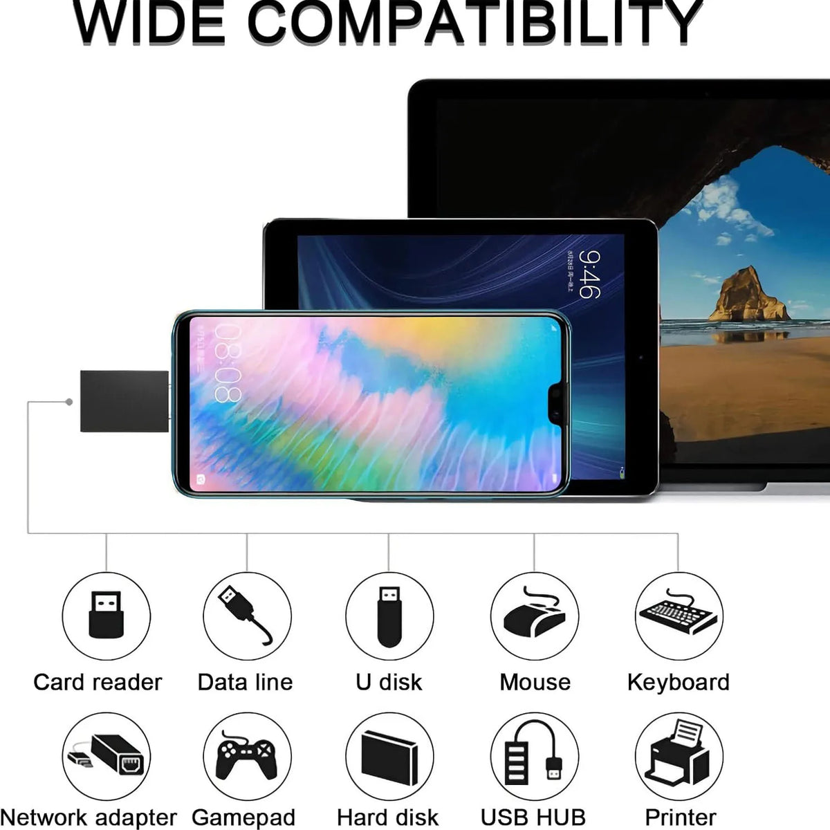USB to USB-C Adapter Set (8-Pack) | Universal Type-C Conversion Kit